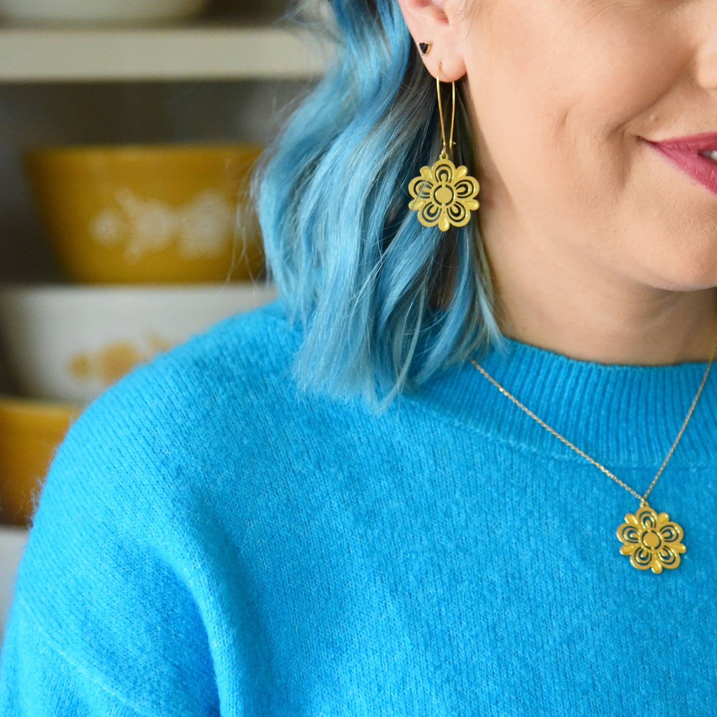 Retro Pyrex Butterfly Flower Earrings
