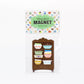 Packaged vintage bowl magnet set with colorful bowls on a white background