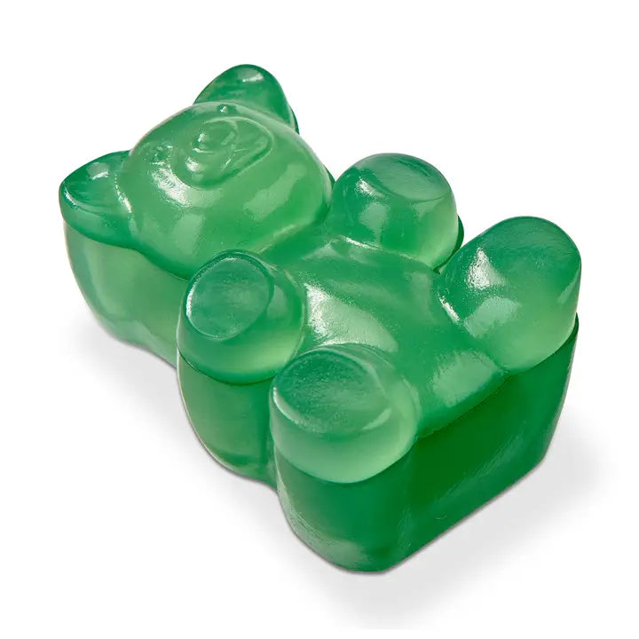 Green gummy bear box on a white background