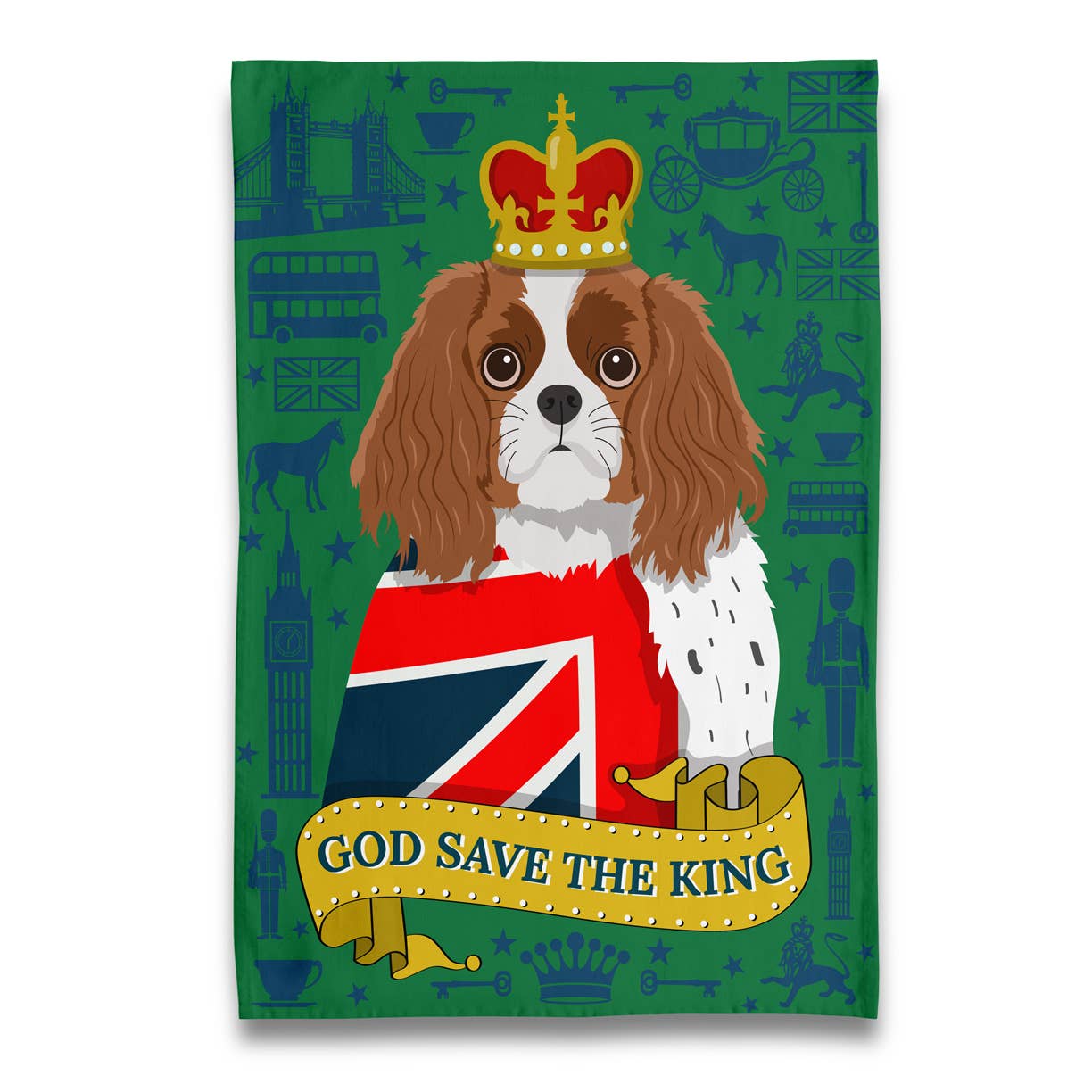 God Save the King Charles Spaniel Cavalier Tea Towel