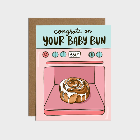 Cinnamon Roll Baby Bun In Oven Card