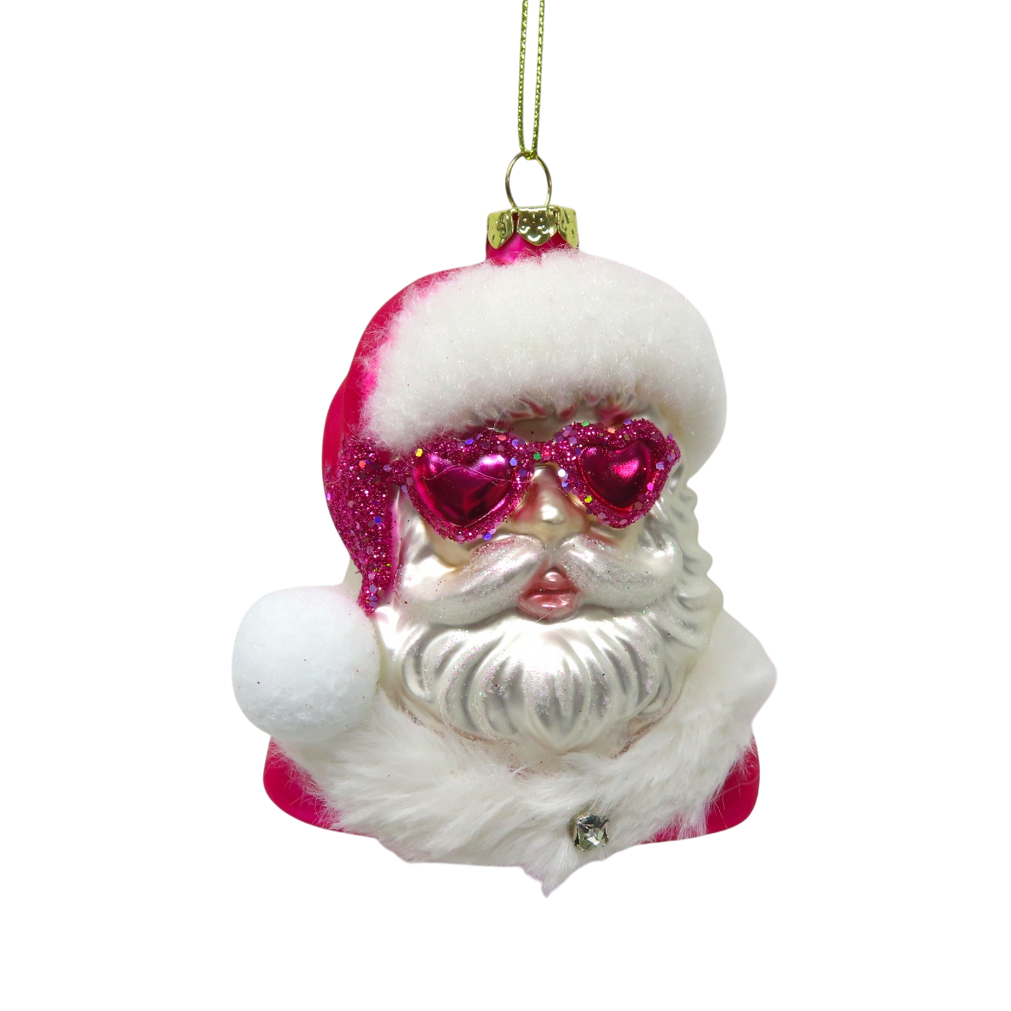 Pink Santa w/Glasses Ornament