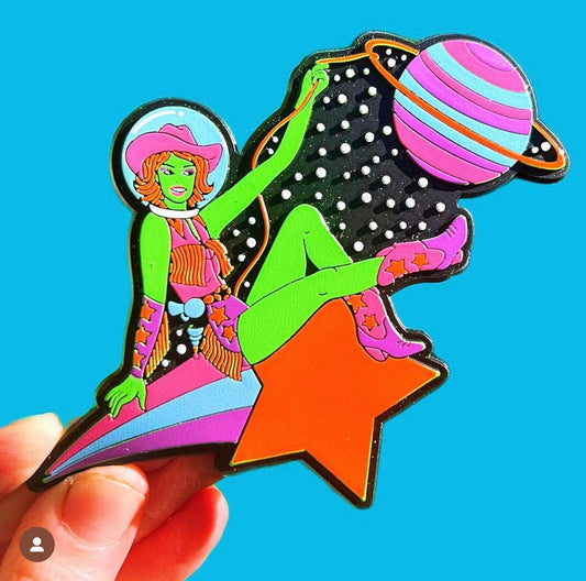Space Cowgirl Rubber Magnet