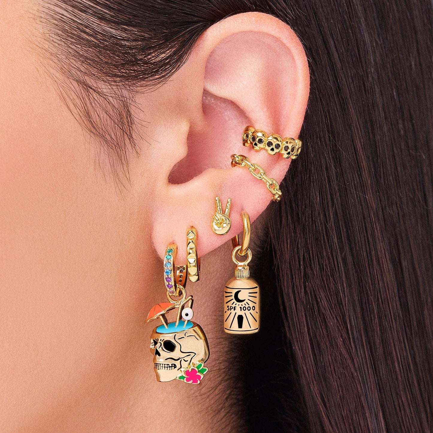 Peace Sign Studs: 18K Gold Plated