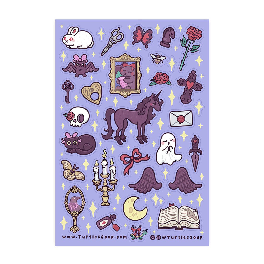 Goth Romance Dark Stationery Planner Sticker Sheet