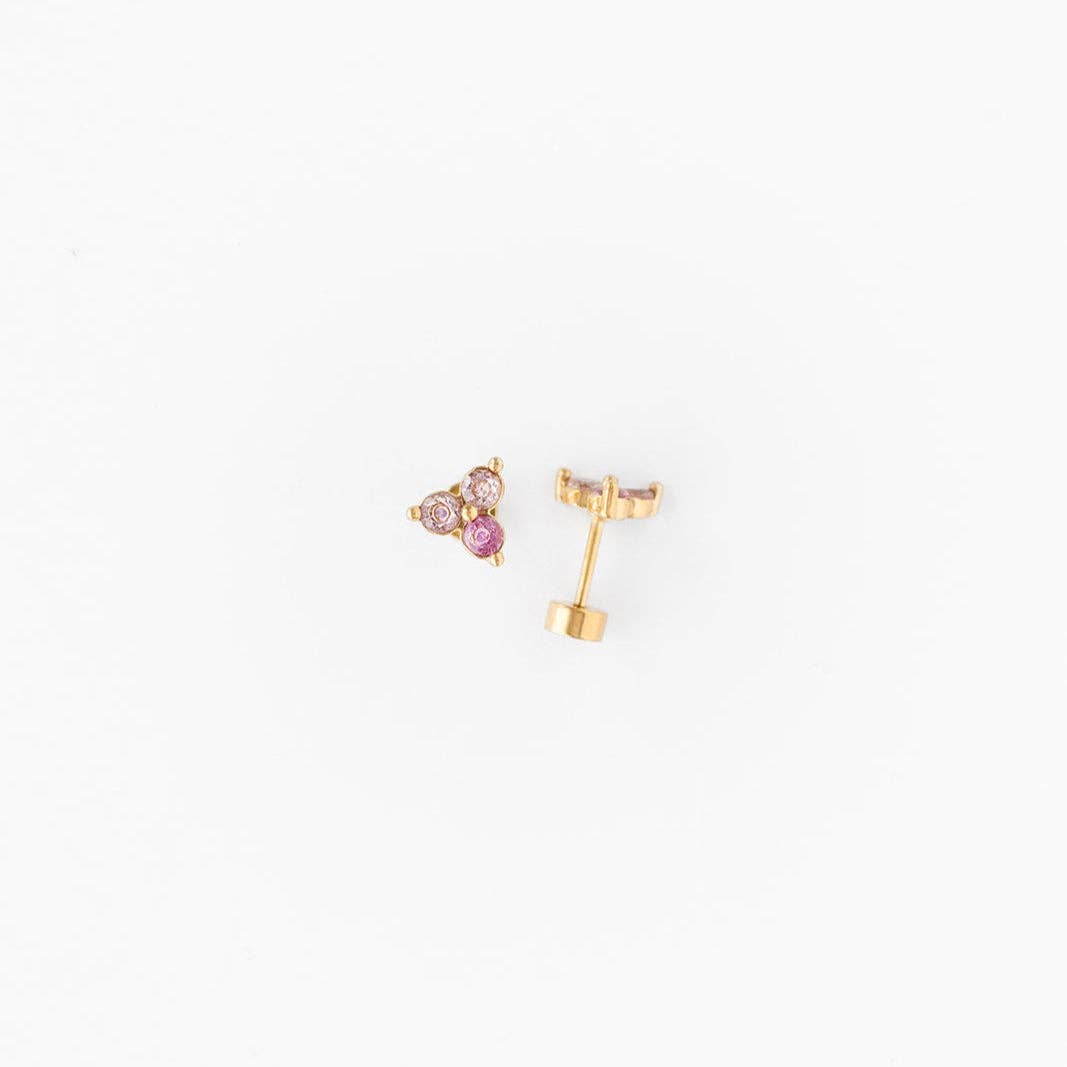 Electric Blue Ombré Gem Flat Back Stud Earrings - Hypoallergenic