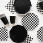 BLACK AND WHITE SIGNATURE CHECKER DINNER PLATES