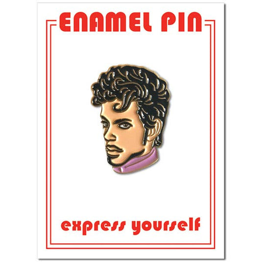 Enamel pin with a face design on a card with 'express yourself' text.