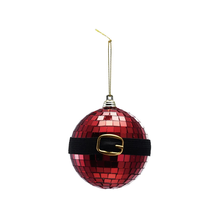 Red Santa Disco Ball Ornament